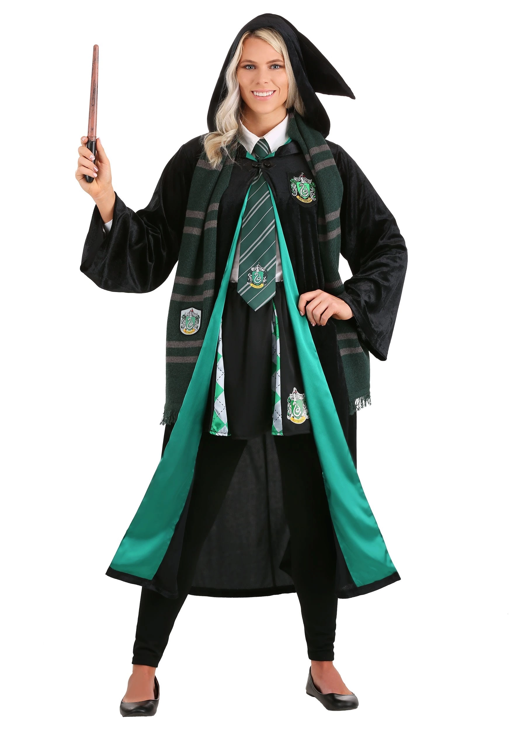 Jerry Leigh Harry Potter Deluxe Slytherin Robe Costume For Adults - Image 8